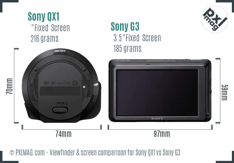 Sony QX1 vs Sony G3 Screen and Viewfinder comparison