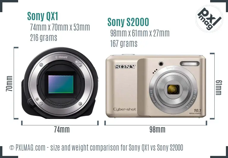 Sony QX1 vs Sony S2000 size comparison