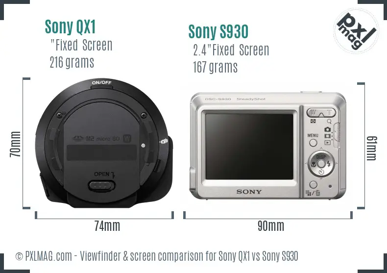 Sony QX1 vs Sony S930 Screen and Viewfinder comparison