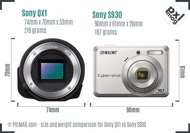 Sony QX1 vs Sony S930 size comparison
