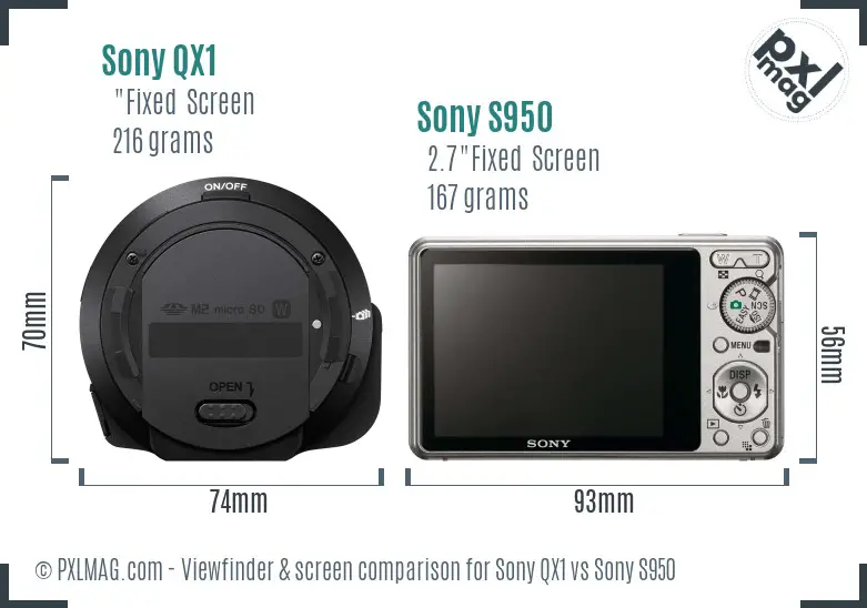 Sony QX1 vs Sony S950 Screen and Viewfinder comparison