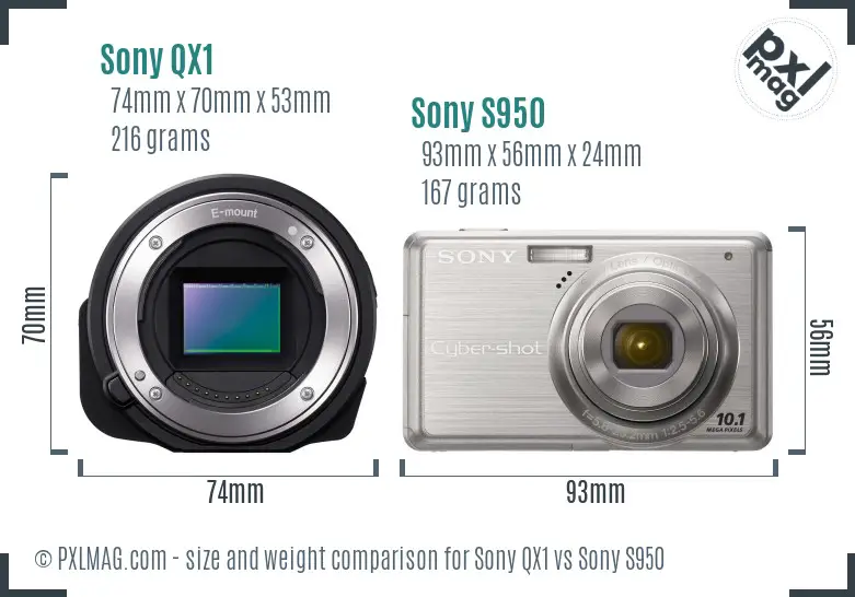 Sony QX1 vs Sony S950 size comparison