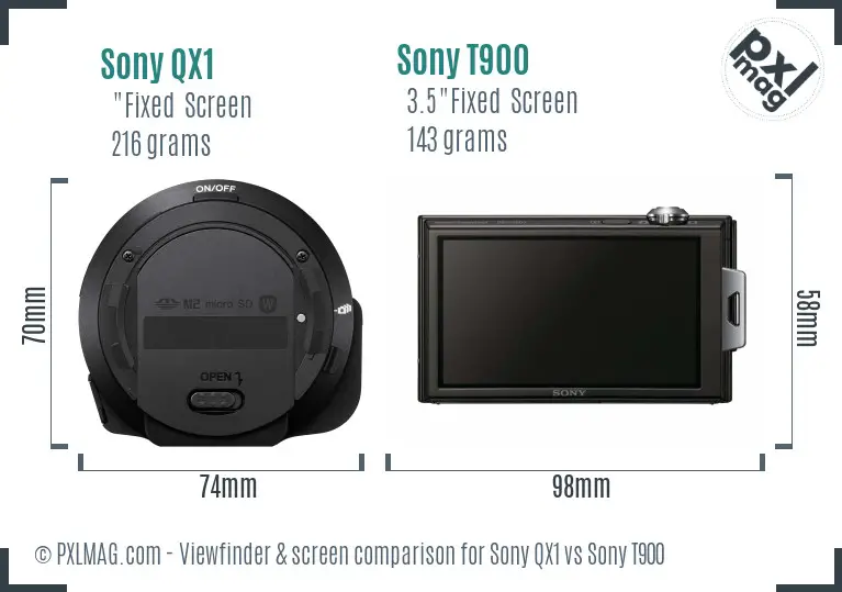 Sony QX1 vs Sony T900 Screen and Viewfinder comparison