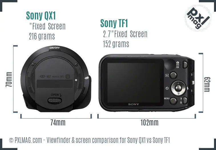 Sony QX1 vs Sony TF1 Screen and Viewfinder comparison