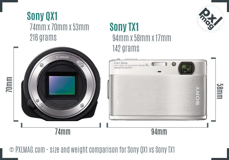 Sony QX1 vs Sony TX1 size comparison