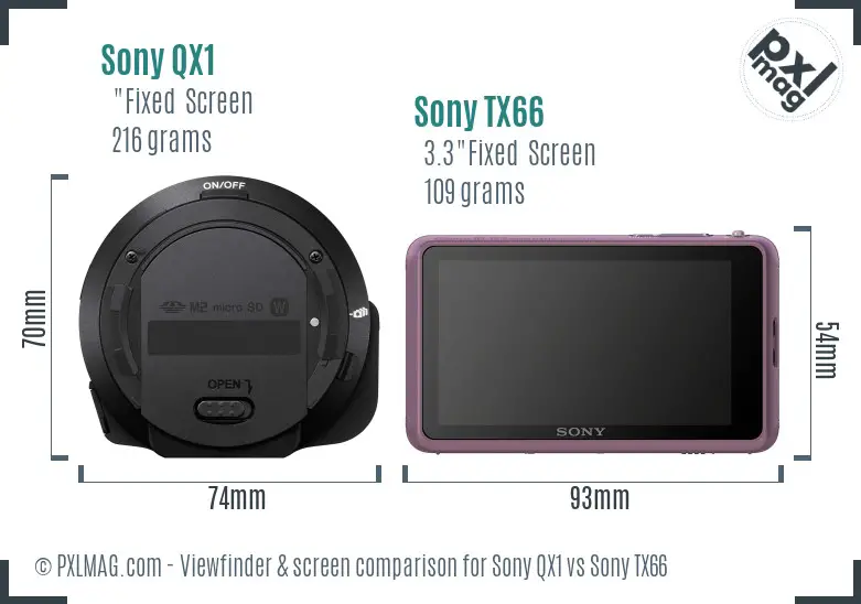 Sony QX1 vs Sony TX66 Screen and Viewfinder comparison Sony QX1 vs Sony TX66 Screen and Viewfinder comparison
