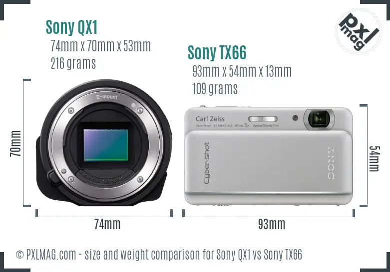 Sony QX1 vs Sony TX66 size comparison Sony QX1 vs Sony TX66 size comparison