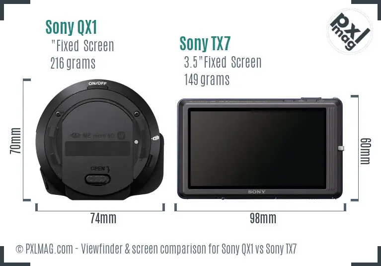 Sony QX1 vs Sony TX7 Screen and Viewfinder comparison