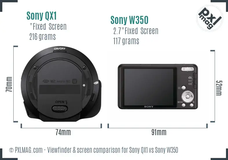 Sony QX1 vs Sony W350 Screen and Viewfinder comparison