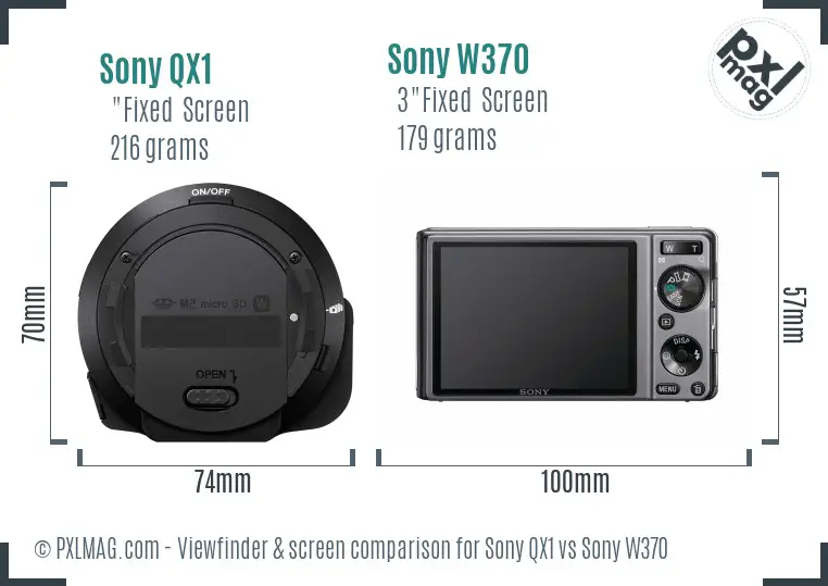 Sony QX1 vs Sony W370 Screen and Viewfinder comparison