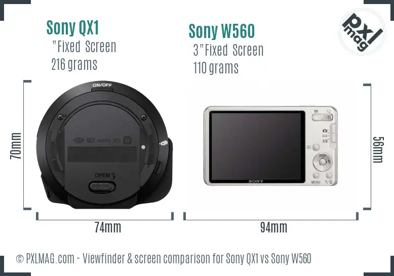 Sony QX1 vs Sony W560 Screen and Viewfinder comparison
