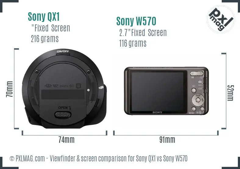 Sony QX1 vs Sony W570 Screen and Viewfinder comparison