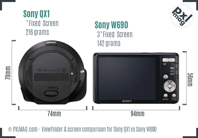 Sony QX1 vs Sony W690 Screen and Viewfinder comparison