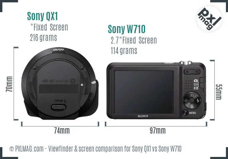 Sony QX1 vs Sony W710 Screen and Viewfinder comparison