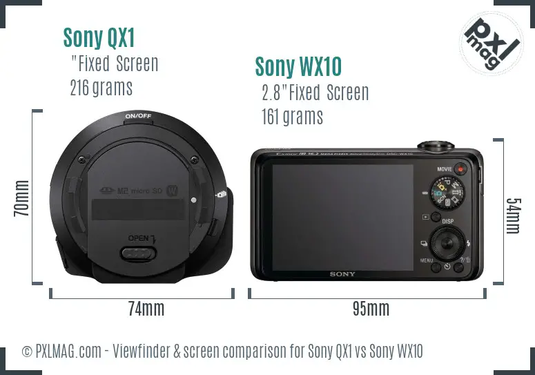 Sony QX1 vs Sony WX10 Screen and Viewfinder comparison