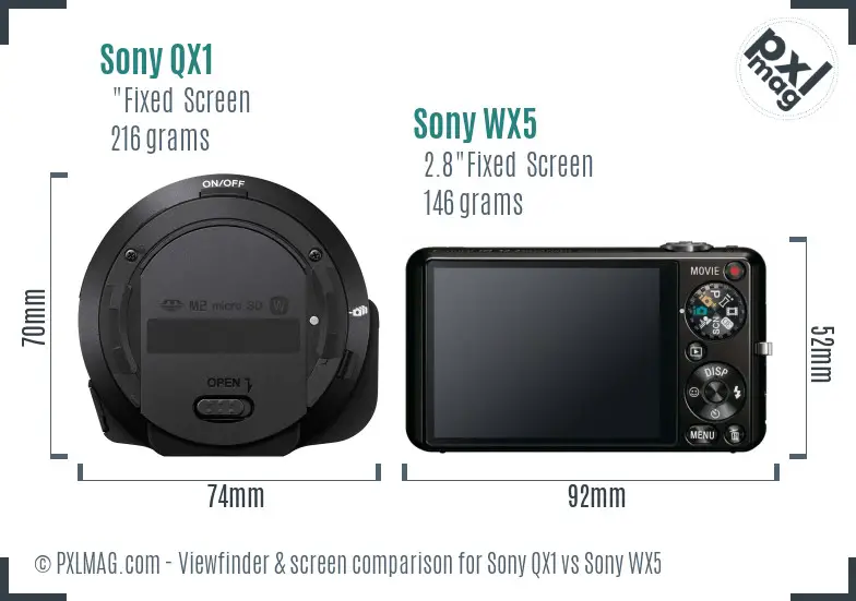 Sony QX1 vs Sony WX5 Screen and Viewfinder comparison
