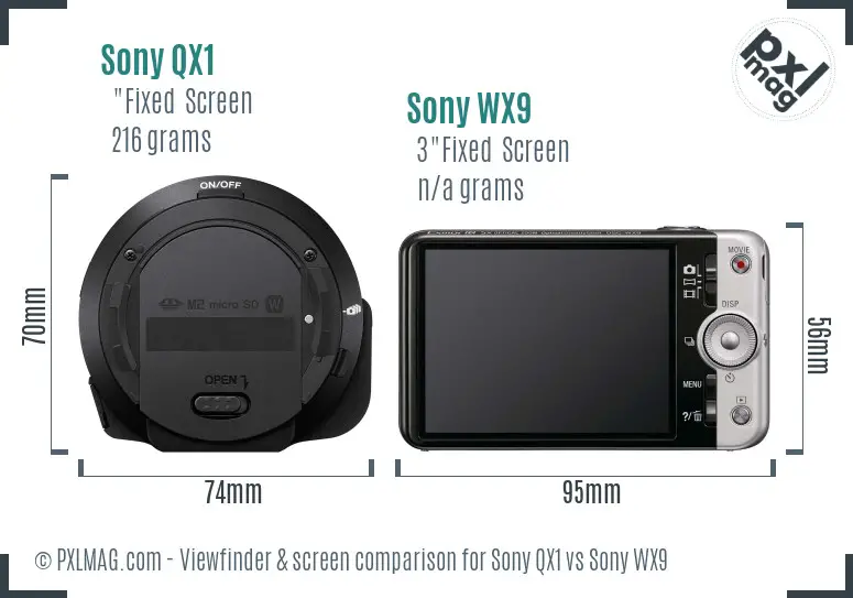 Sony QX1 vs Sony WX9 Screen and Viewfinder comparison