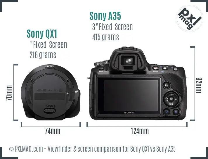 Sony QX1 vs Sony A35 Screen and Viewfinder comparison