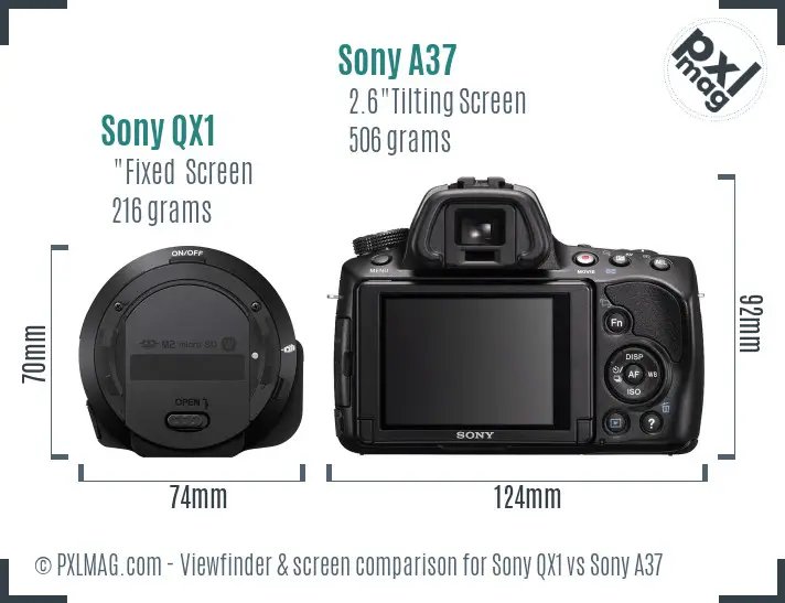 Sony QX1 vs Sony A37 Screen and Viewfinder comparison