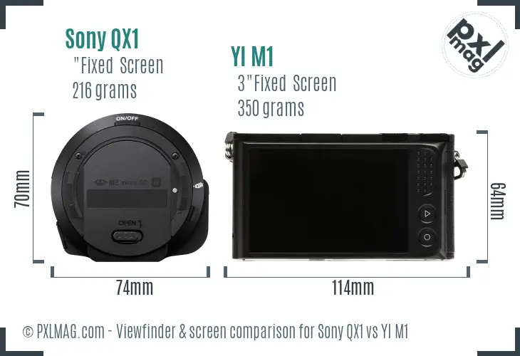 Sony QX1 vs YI M1 Screen and Viewfinder comparison