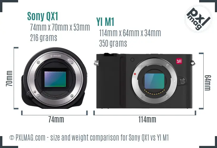 Sony QX1 vs YI M1 size comparison