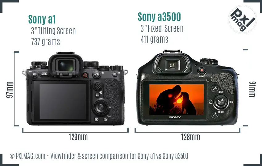 Sony a1 vs Sony a3500 Screen and Viewfinder comparison