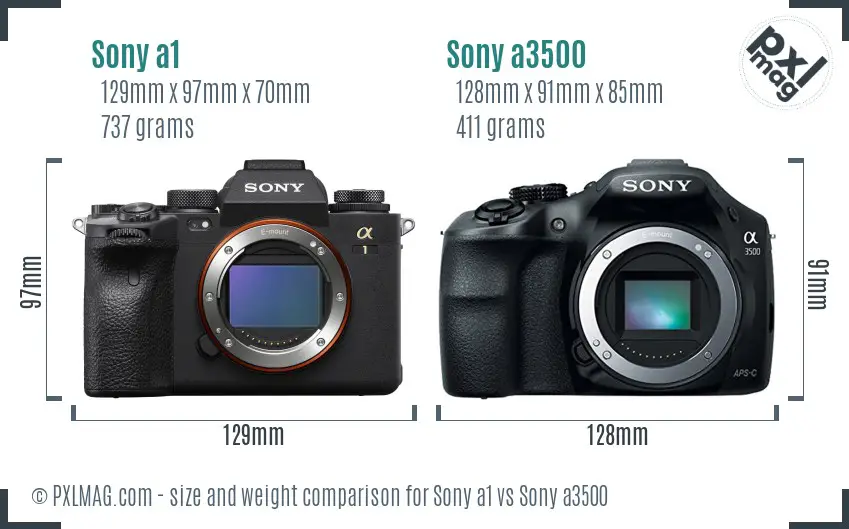 Sony a1 vs Sony a3500 size comparison