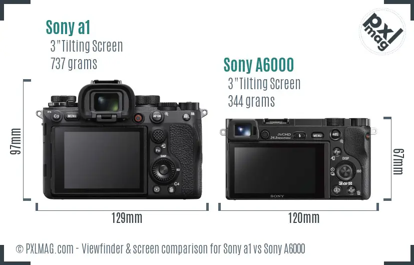 Sony a1 vs Sony A6000 Screen and Viewfinder comparison