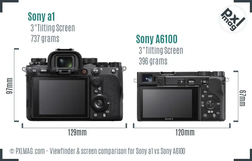 Sony a1 vs Sony A6100 Screen and Viewfinder comparison