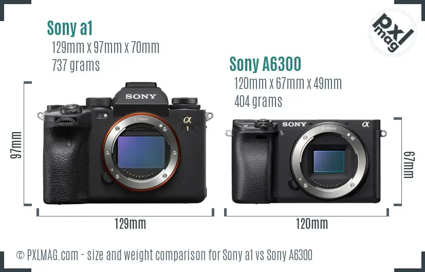 Sony a1 vs Sony A6300 size comparison Sony a1 vs Sony A6300 size comparison