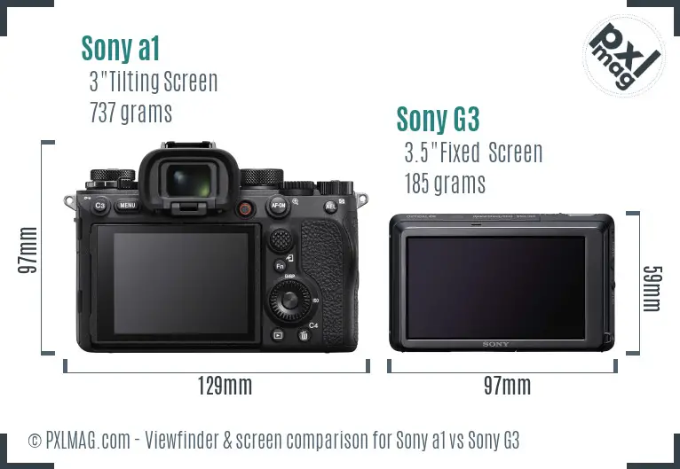 Sony a1 vs Sony G3 Screen and Viewfinder comparison