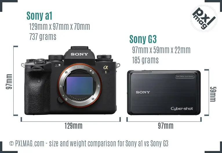 Sony a1 vs Sony G3 size comparison