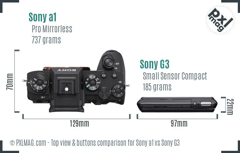 Sony a1 vs Sony G3 top view buttons comparison