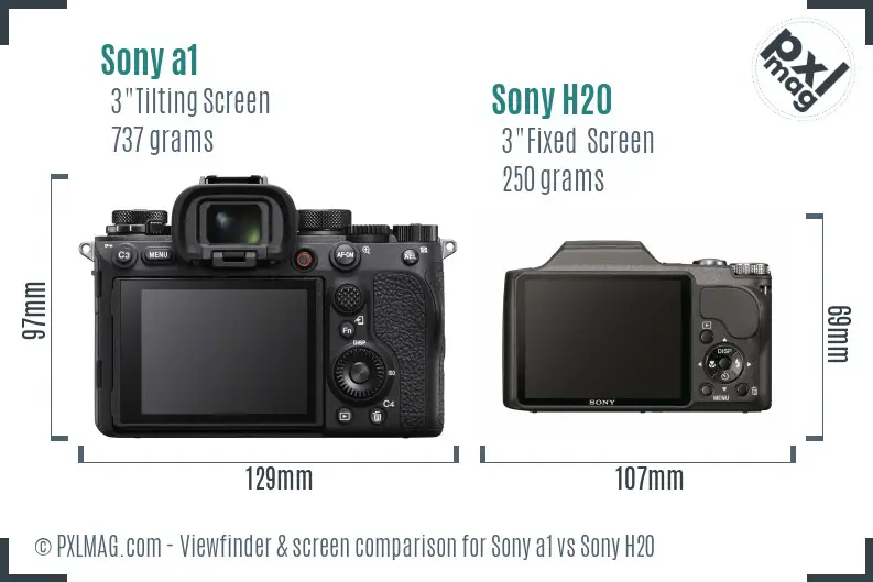 Sony a1 vs Sony H20 Screen and Viewfinder comparison