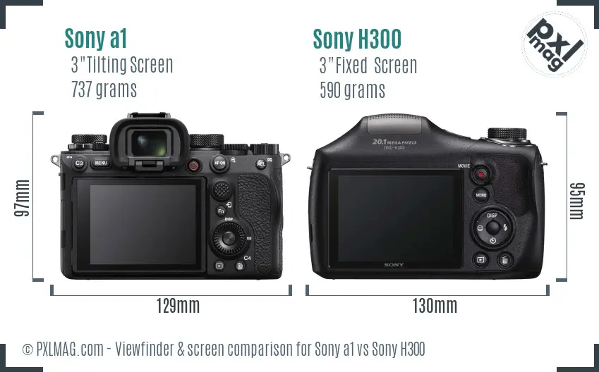 Sony a1 vs Sony H300 Screen and Viewfinder comparison