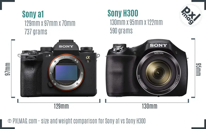 Sony a1 vs Sony H300 size comparison