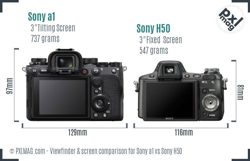 Sony a1 vs Sony H50 Screen and Viewfinder comparison