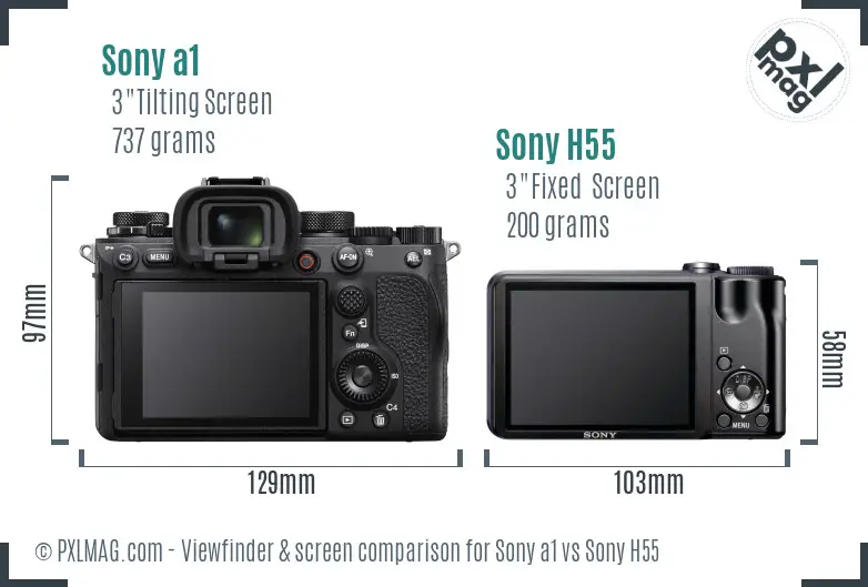 Sony a1 vs Sony H55 Screen and Viewfinder comparison