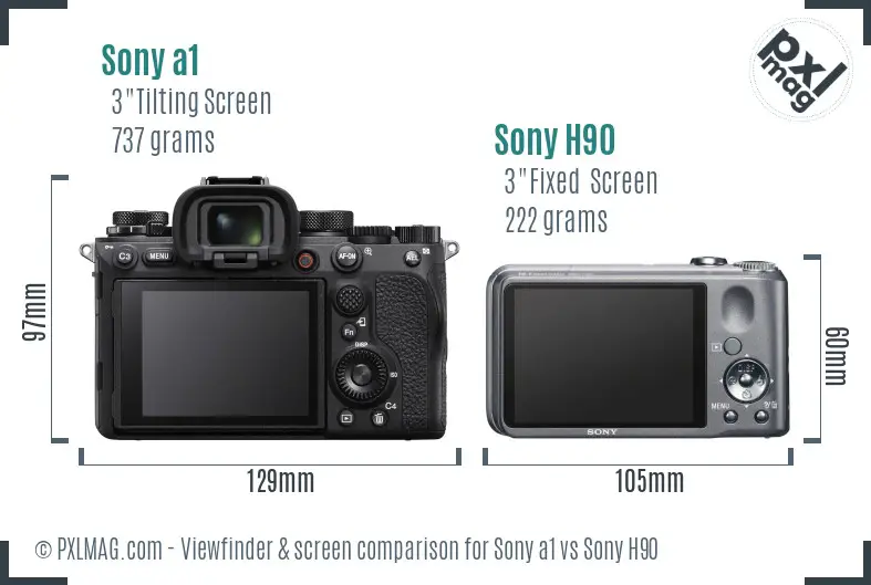 Sony a1 vs Sony H90 Screen and Viewfinder comparison Sony a1 vs Sony H90 Screen and Viewfinder comparison