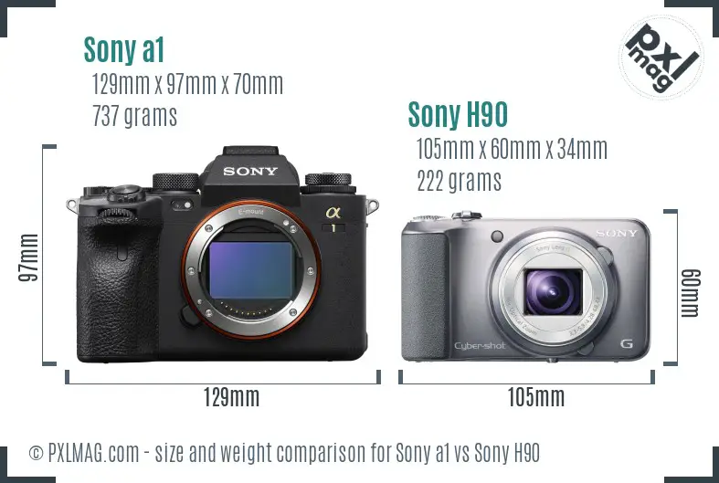 Sony a1 vs Sony H90 size comparison Sony a1 vs Sony H90 size comparison