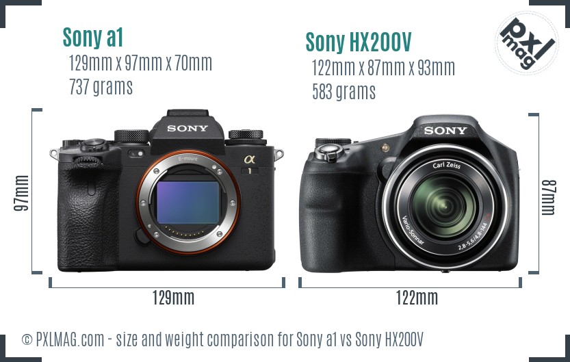 Sony a1 vs Sony HX200V size comparison