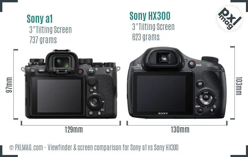 Sony a1 vs Sony HX300 Screen and Viewfinder comparison