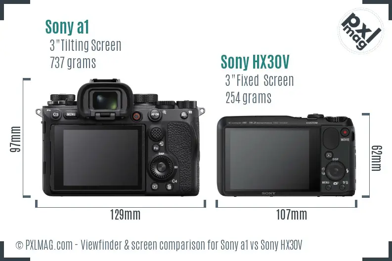 Sony a1 vs Sony HX30V Screen and Viewfinder comparison Sony a1 vs Sony HX30V Screen and Viewfinder comparison