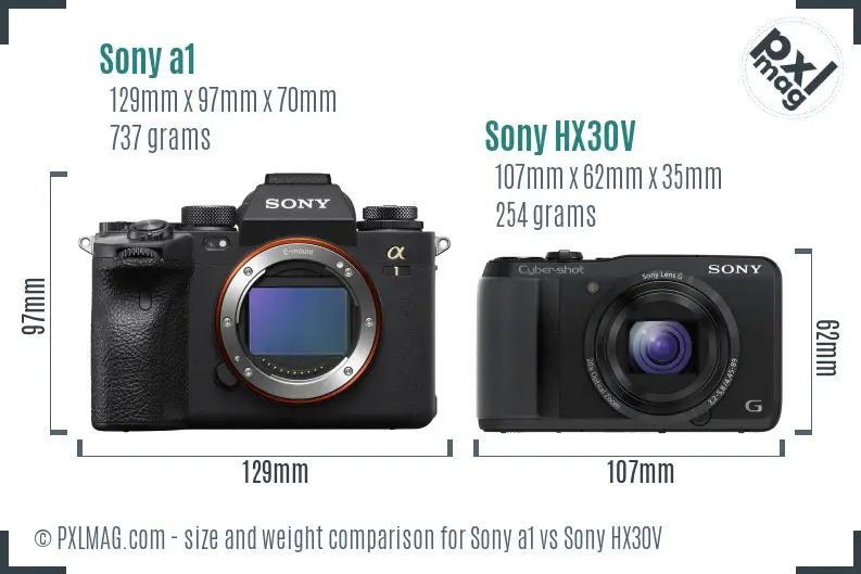 Sony a1 vs Sony HX30V size comparison Sony a1 vs Sony HX30V size comparison