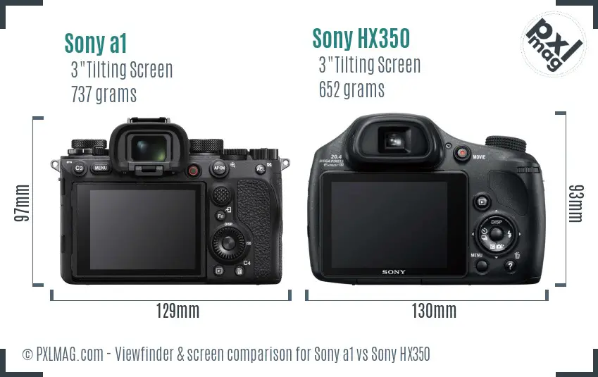 Sony a1 vs Sony HX350 Screen and Viewfinder comparison Sony a1 vs Sony HX350 Screen and Viewfinder comparison