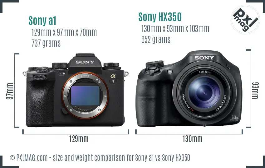 Sony a1 vs Sony HX350 size comparison Sony a1 vs Sony HX350 size comparison
