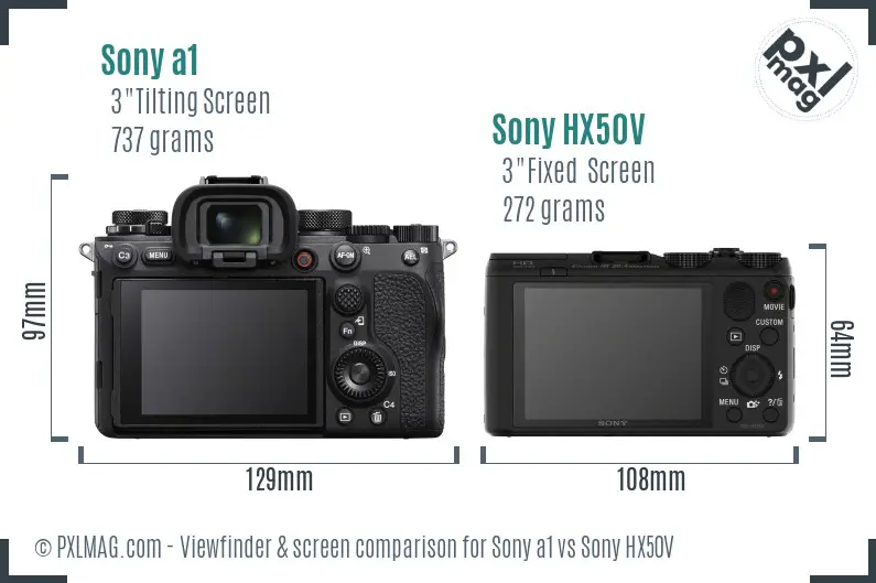 Sony a1 vs Sony HX50V Screen and Viewfinder comparison