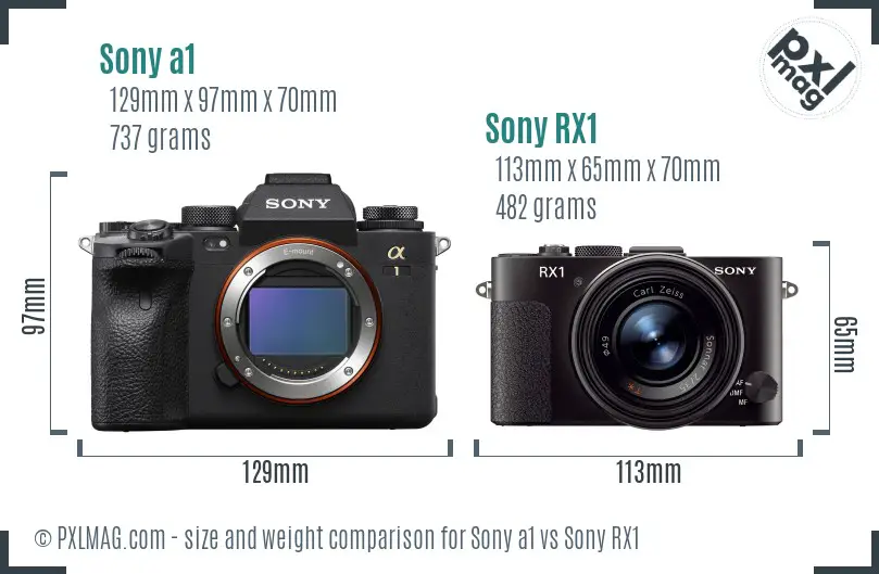 Sony a1 vs Sony RX1 size comparison