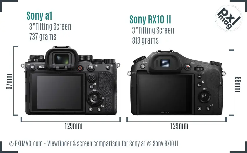 Sony a1 vs Sony RX10 II Screen and Viewfinder comparison