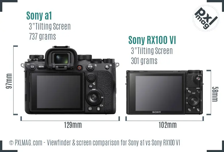 Sony a1 vs Sony RX100 VI Screen and Viewfinder comparison